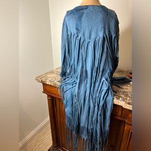 NWT Live And Let Live Teal Open Front Fringe Tassel Waterfall Cardigan Size M